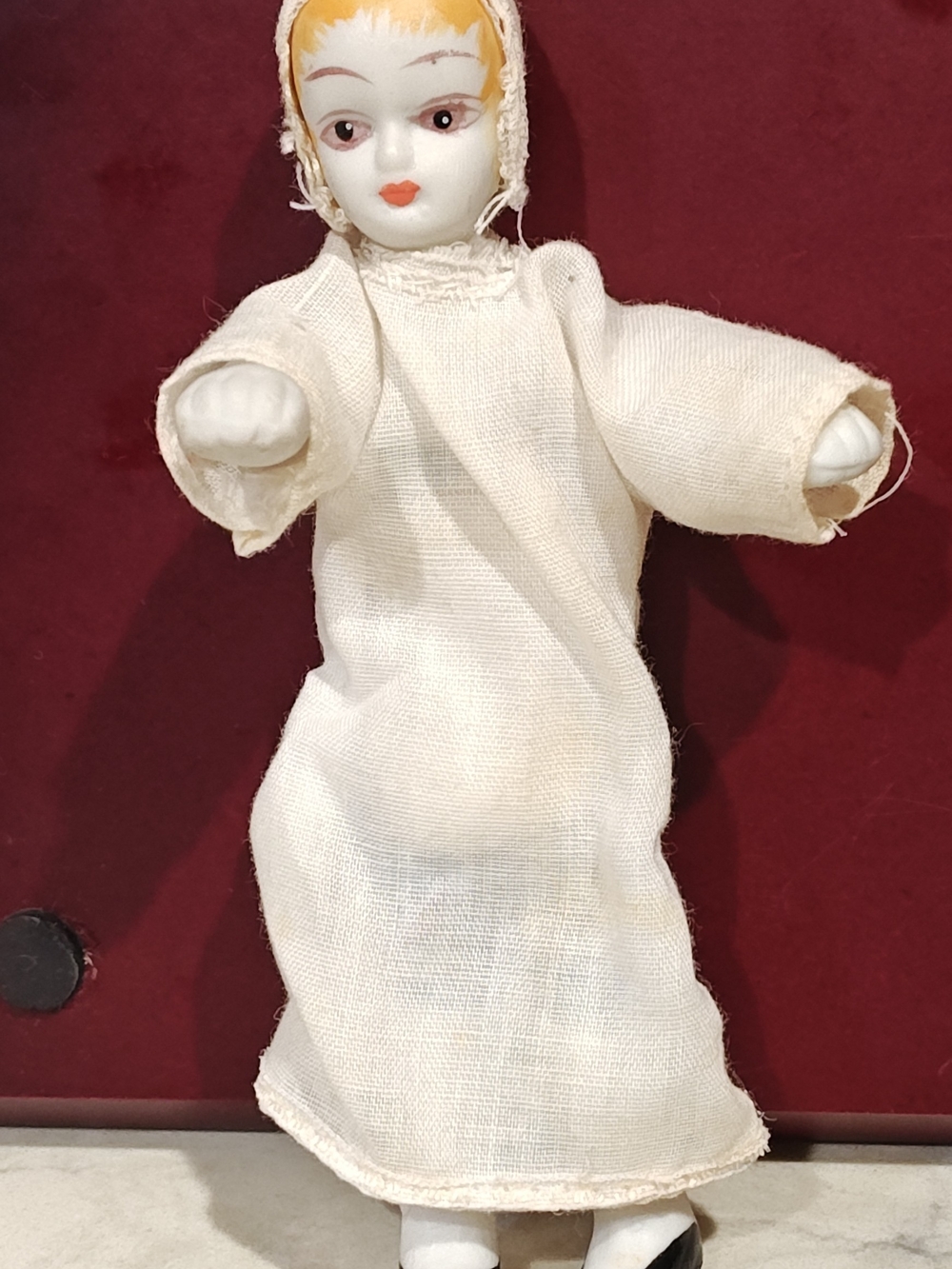 & Other Stories Porcelain Doll in White Dress with Blonde Hair